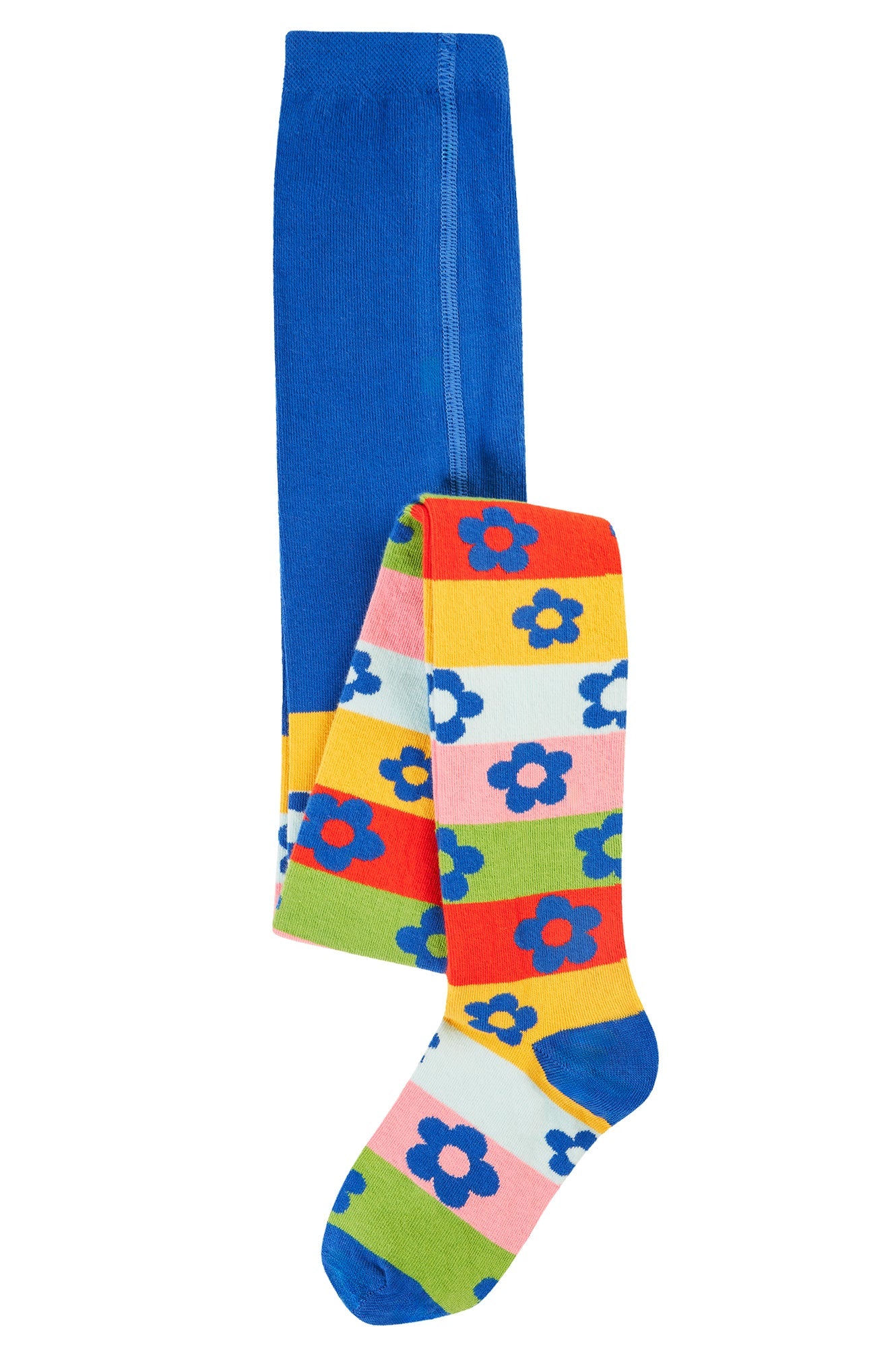 Frugi Norah Tights - Retro Happy Flower Stripe-Kids-Ohh! By Gum - Shop Sustainable