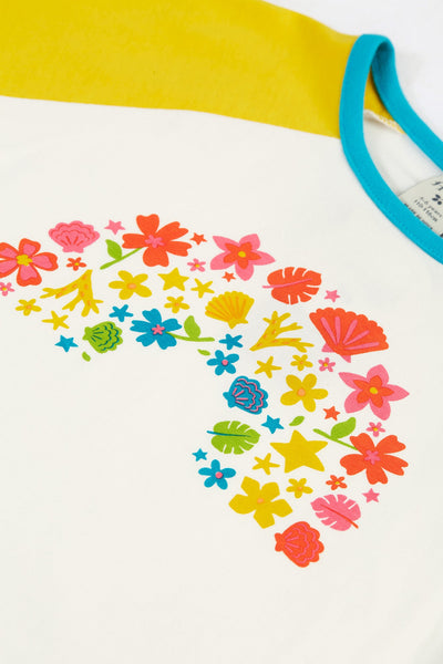 Frugi Nyomi Raglan T-Shirt - Soft White/Rainbows-Kids-Ohh! By Gum - Shop Sustainable