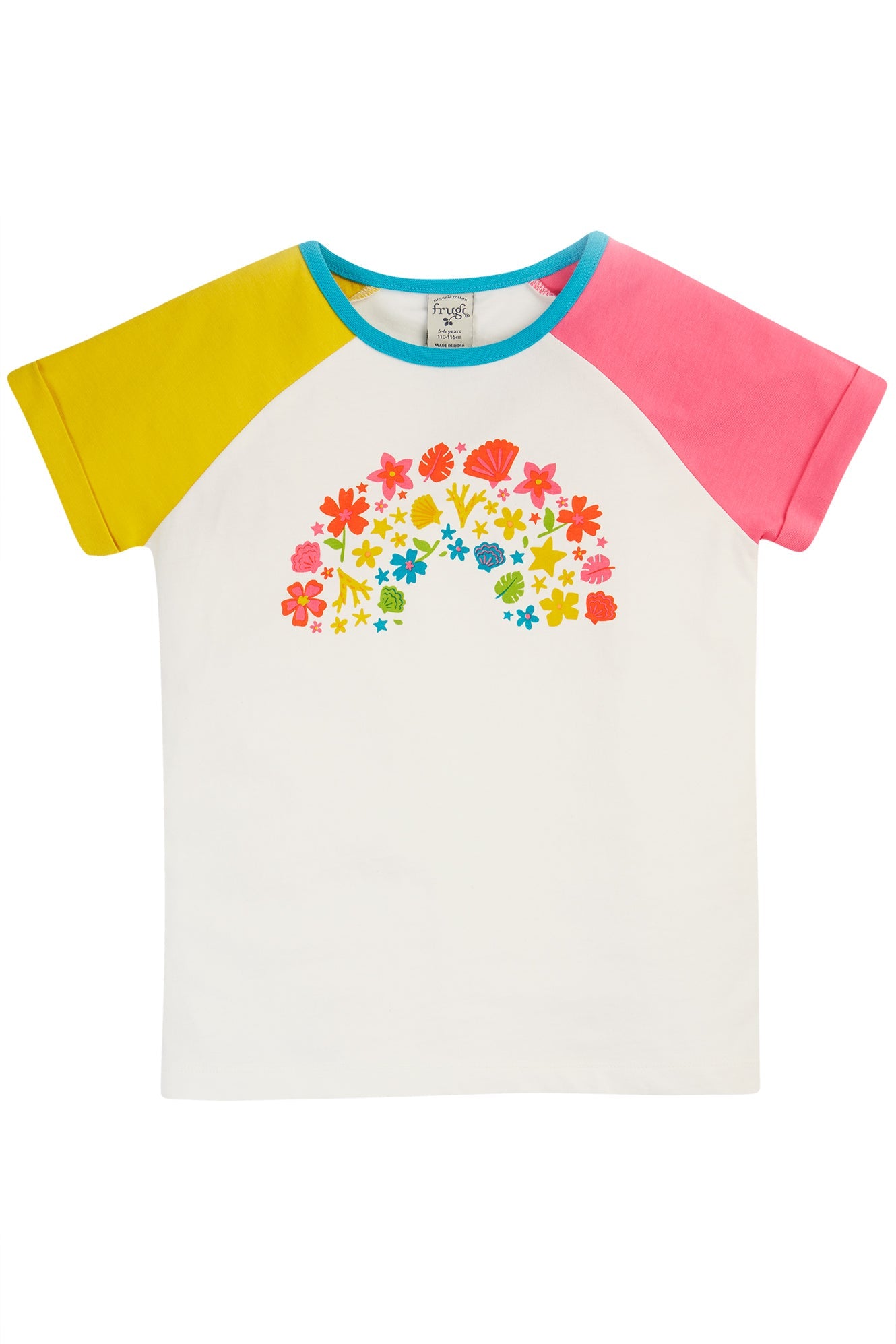 Frugi Nyomi Raglan T-Shirt - Soft White/Rainbows-Kids-Ohh! By Gum - Shop Sustainable