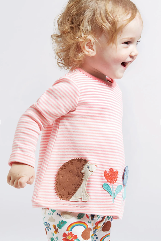 Frugi Oakleigh Striped Outfit in Guava Stripe/White Hedgehog-Kids-Ohh! By Gum - Shop Sustainable