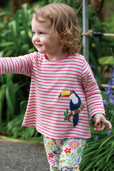 Frugi Oakleigh Striped Outfit in White Tropical Birds-Kids-Ohh! By Gum - Shop Sustainable
