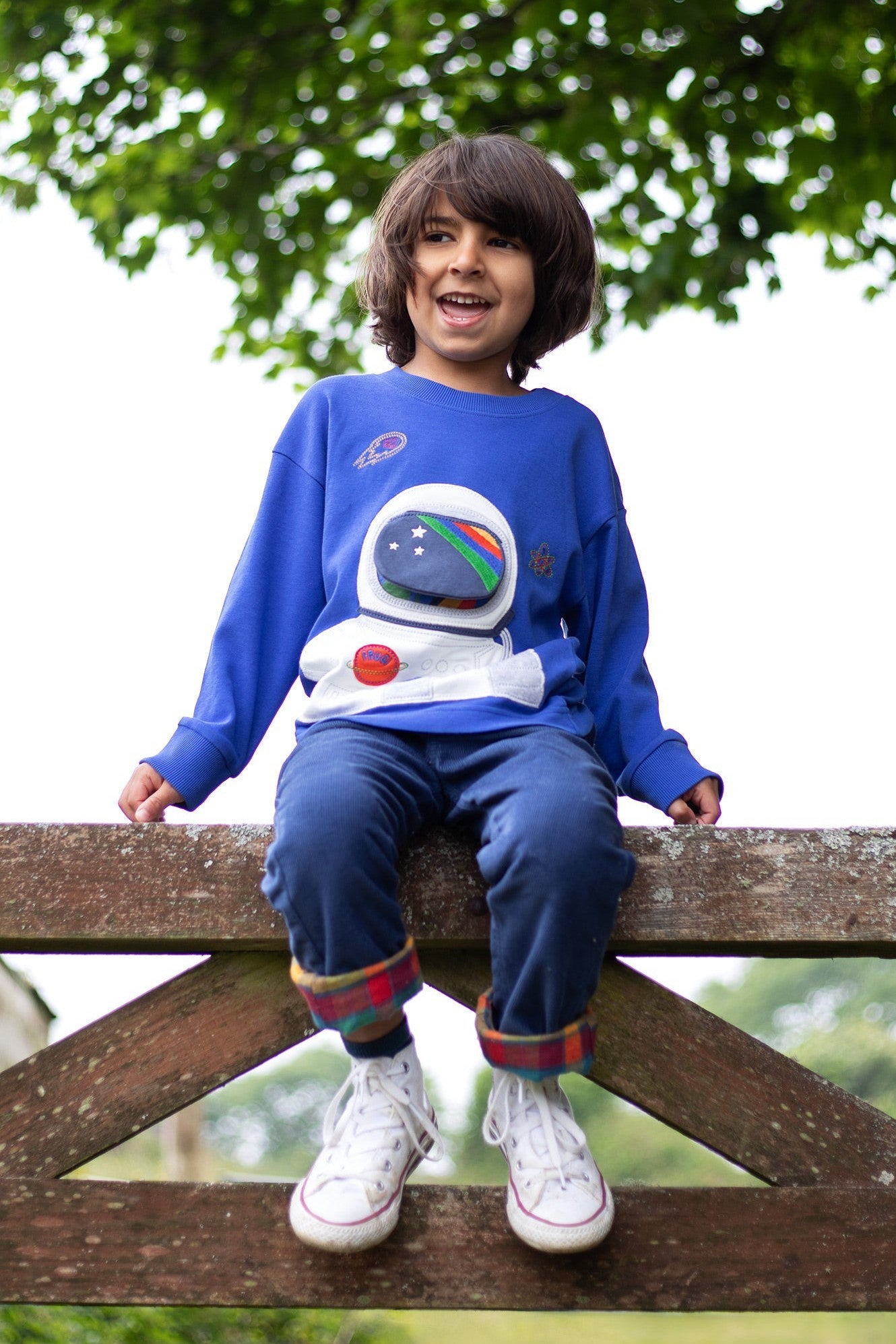 Frugi Owen Interactive Top - Blue Tang/Astronaut-Kids-Ohh! By Gum - Shop Sustainable