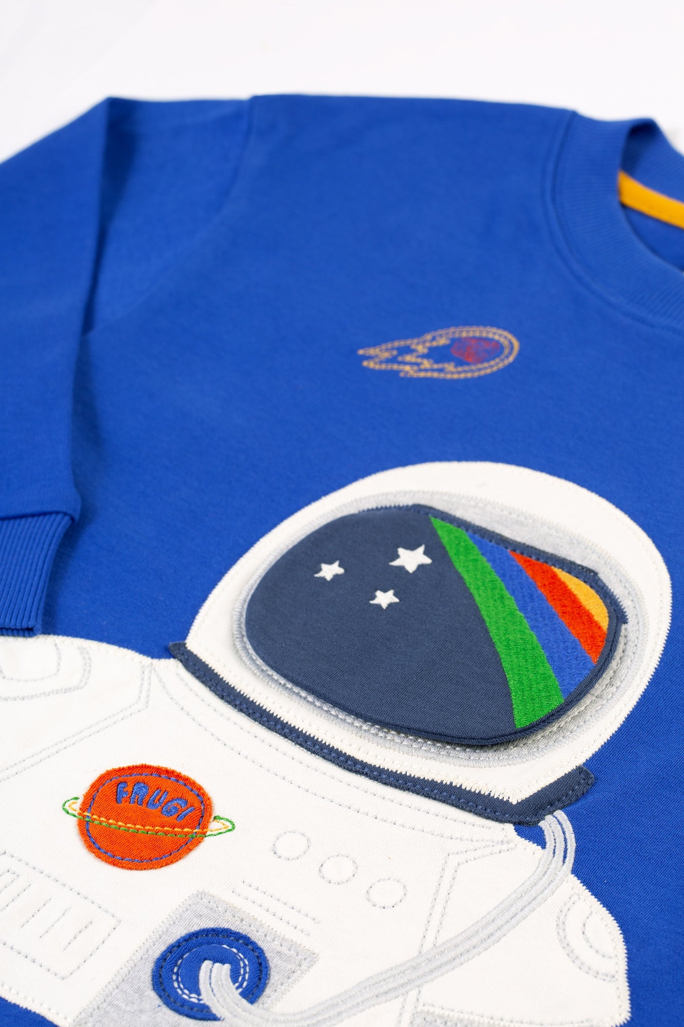 Frugi Owen Interactive Top - Blue Tang/Astronaut-Kids-Ohh! By Gum - Shop Sustainable