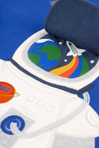 Frugi Owen Interactive Top - Blue Tang/Astronaut-Kids-Ohh! By Gum - Shop Sustainable