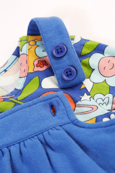 Frugi Polly Pinafore Outfit - Blue Tang/Retro Happy-Kids-Ohh! By Gum - Shop Sustainable