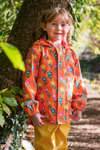 Frugi Printed Puddle Buster Coat in Fun Flowers