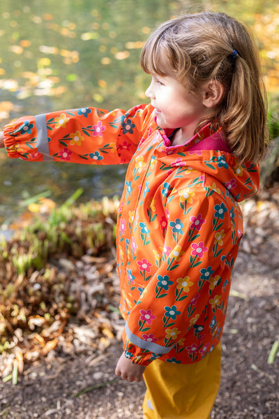Frugi Printed Puddle Buster Coat in Fun Flowers