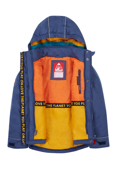 Frugi Rambler 3 in 1 Coat in Navy Blue/Autumn Stripe