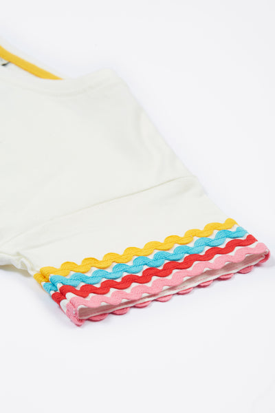 Frugi Ric Rac T-Shirt in Soft White-Kids-Ohh! By Gum - Shop Sustainable