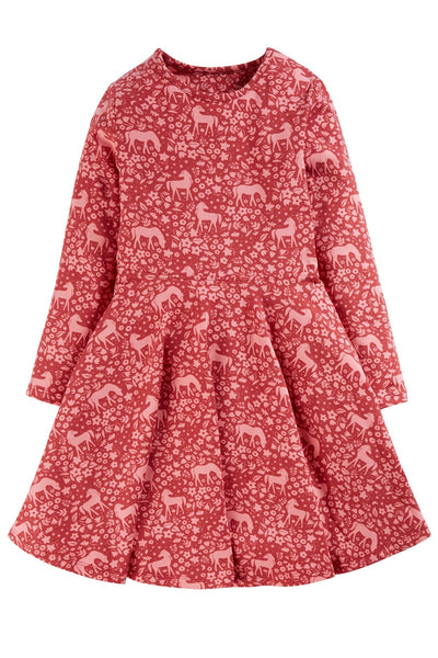 Frugi Sofia Skater Dress in Guava Wild Ponies-Kids-Ohh! By Gum - Shop Sustainable