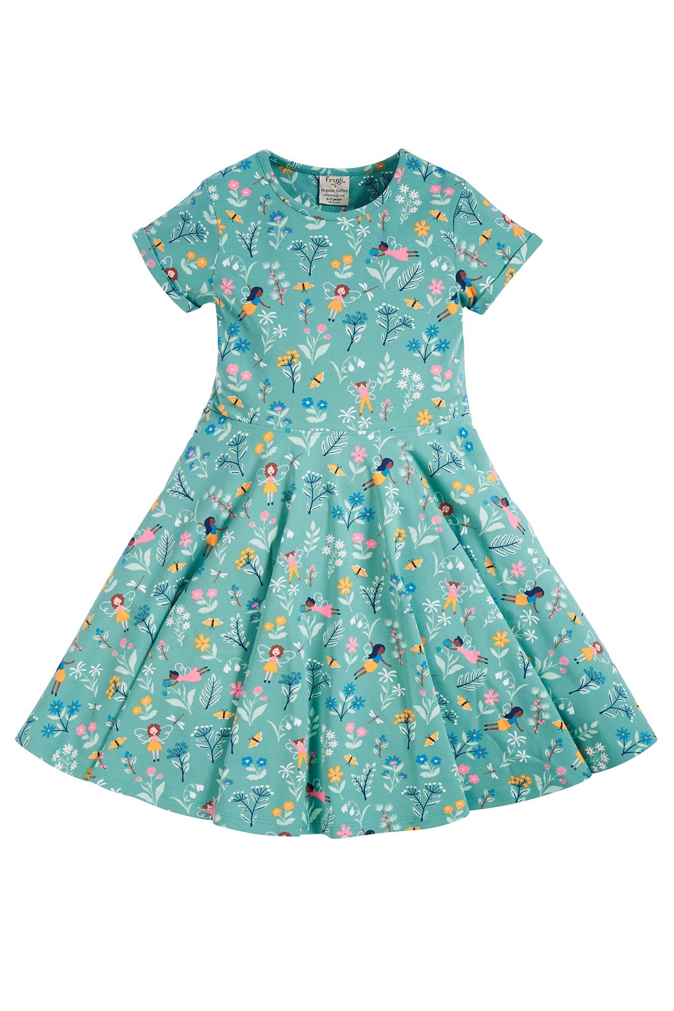 Frugi Spring Skater Dress in Moss Forest Fairies-Kids-Ohh! By Gum - Shop Sustainable