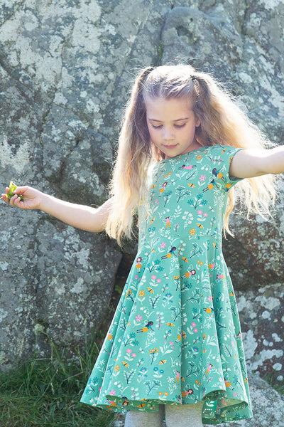 Frugi Spring Skater Dress in Moss Forest Fairies-Kids-Ohh! By Gum - Shop Sustainable