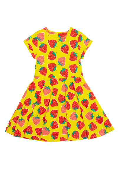 Frugi Spring Skater Dress in Strawberry Patch-Kids-Ohh! By Gum - Shop Sustainable