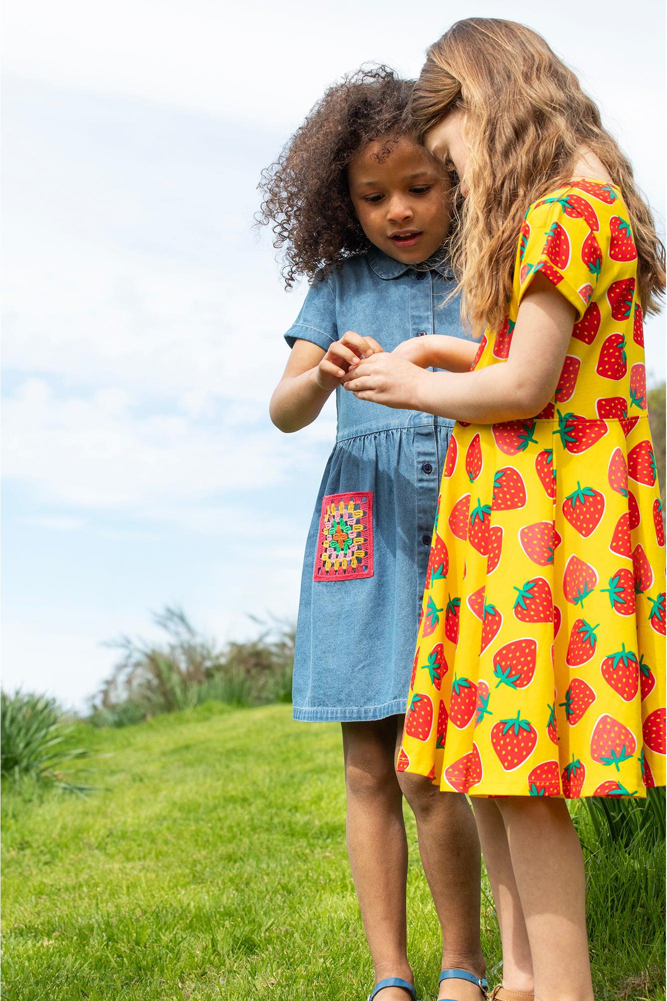 Frugi Spring Skater Dress in Strawberry Patch-Kids-Ohh! By Gum - Shop Sustainable