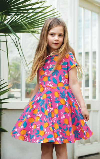 Frugi Summer Skater Dress - Orange Blossom-Kids-Ohh! By Gum - Shop Sustainable