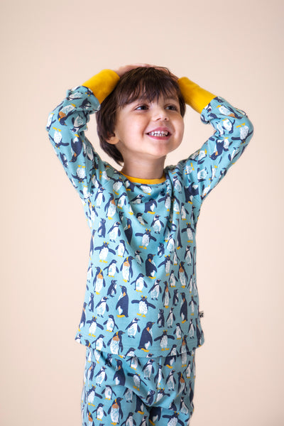 Frugi Sundown Pyjamas in Lichen Penguin Waddle