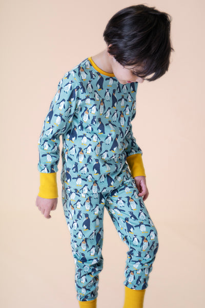 Frugi Sundown Pyjamas in Lichen Penguin Waddle