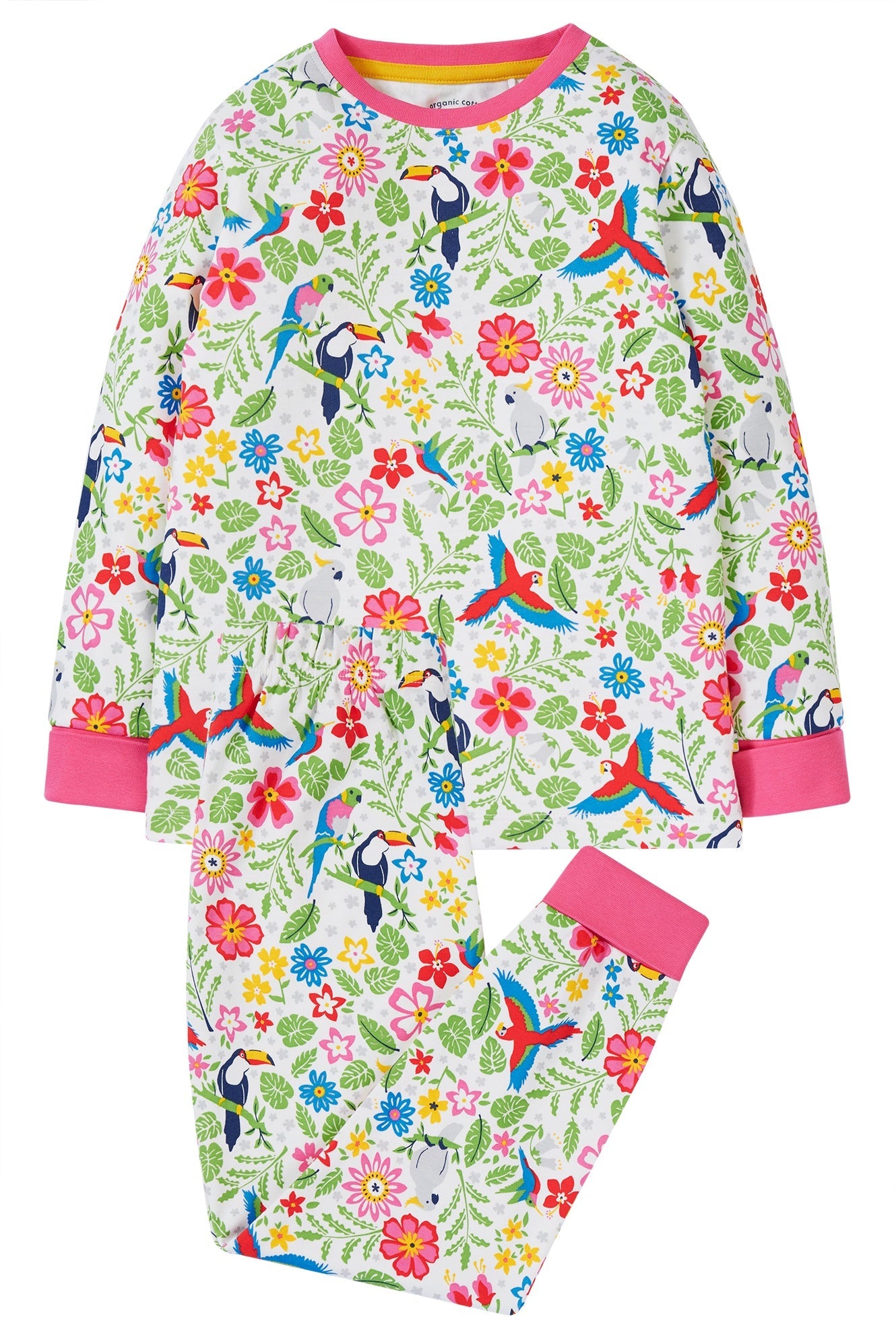 Frugi Sundown Pyjamas in White Tropical Birds-Kids-Ohh! By Gum - Shop Sustainable