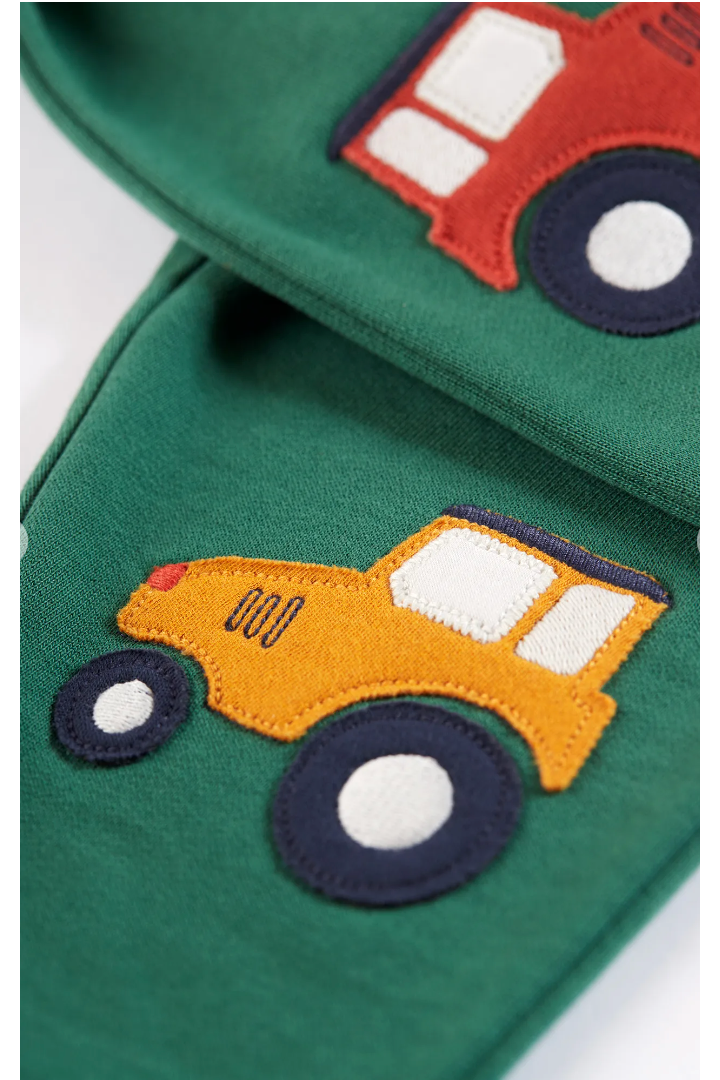Frugi Switch Character Crawlers in Holly Green/Tractors-Kids-Ohh! By Gum - Shop Sustainable