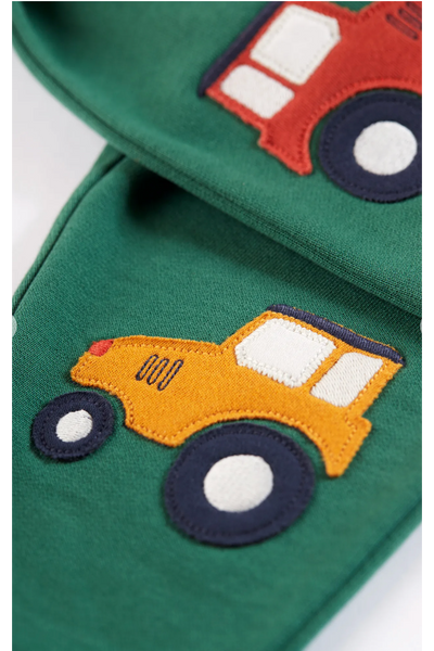 Frugi Switch Character Crawlers in Holly Green/Tractors-Kids-Ohh! By Gum - Shop Sustainable