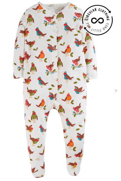 Frugi Switch Lovely Babygrow in Soft White Robins-Kids-Ohh! By Gum - Shop Sustainable