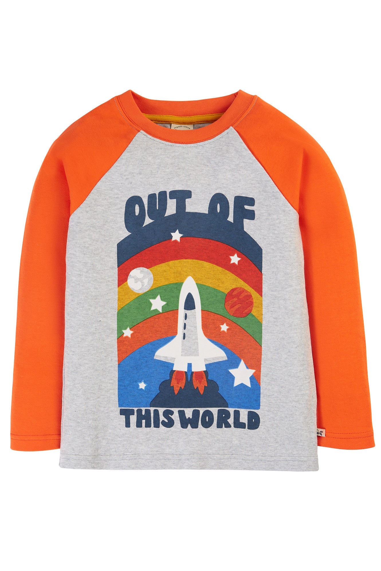 Frugi Tamar Raglan Top - Grey Marl/Out Of This World-Kids-Ohh! By Gum - Shop Sustainable