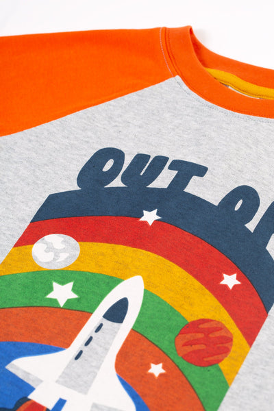 Frugi Tamar Raglan Top - Grey Marl/Out Of This World-Kids-Ohh! By Gum - Shop Sustainable