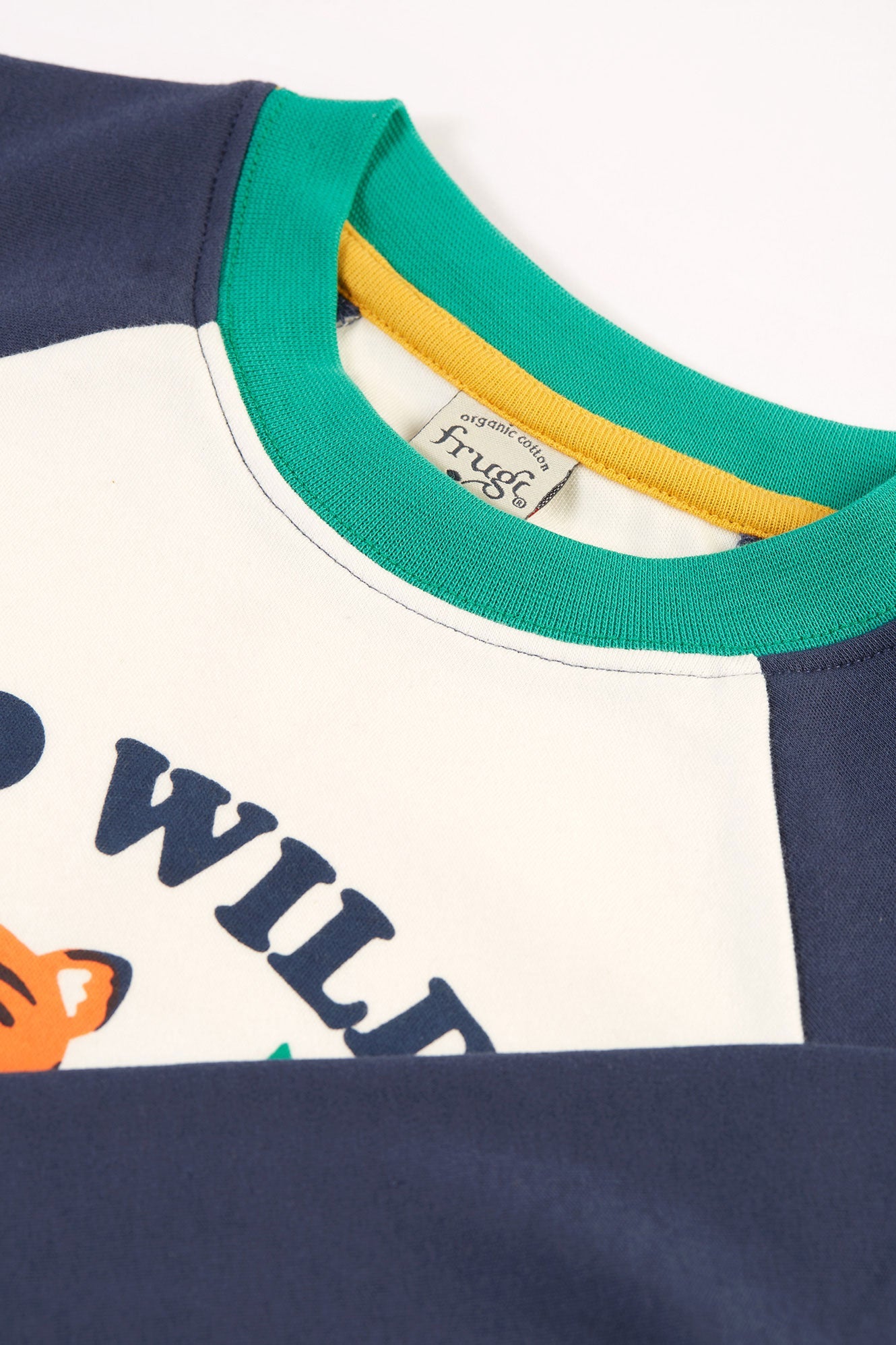 Frugi Tamar Raglan Top - Navy Blue/Go Wild-Kids-Ohh! By Gum - Shop Sustainable