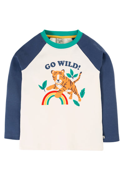 Frugi Tamar Raglan Top - Navy Blue/Go Wild-Kids-Ohh! By Gum - Shop Sustainable