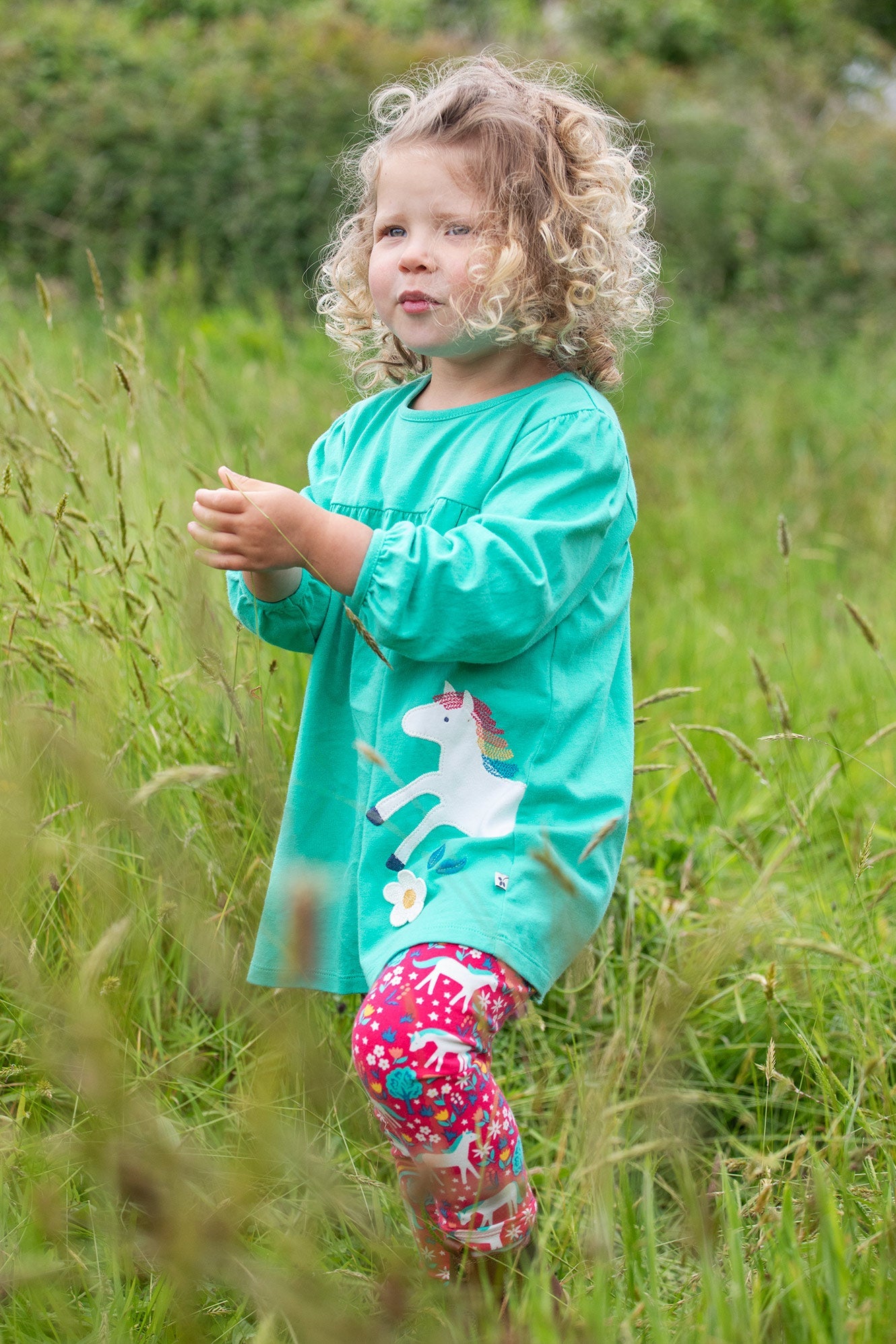 Frugi Tilly Outfit - Pacific Aqua/Wild Horses-Kids-Ohh! By Gum - Shop Sustainable