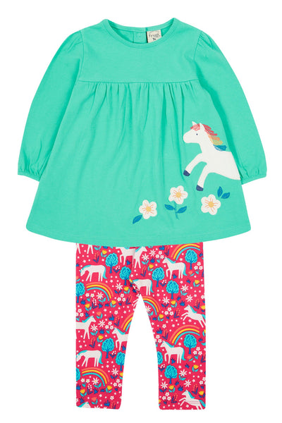 Frugi Tilly Outfit - Pacific Aqua/Wild Horses-Kids-Ohh! By Gum - Shop Sustainable