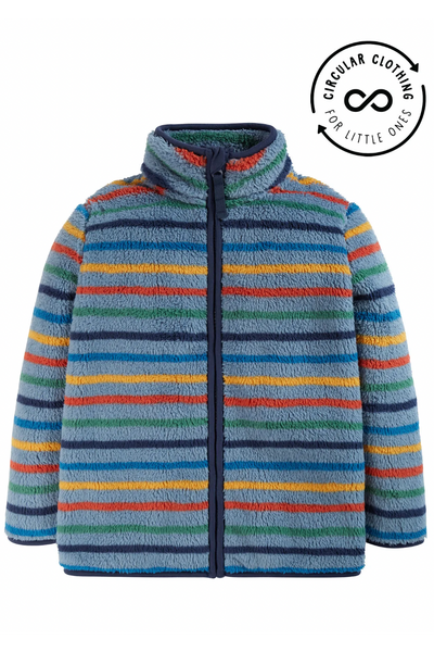 Frugi Toasty Ted Fleece Jacket in Nimbus Rainbow Stripe-Kids-Ohh! By Gum - Shop Sustainable