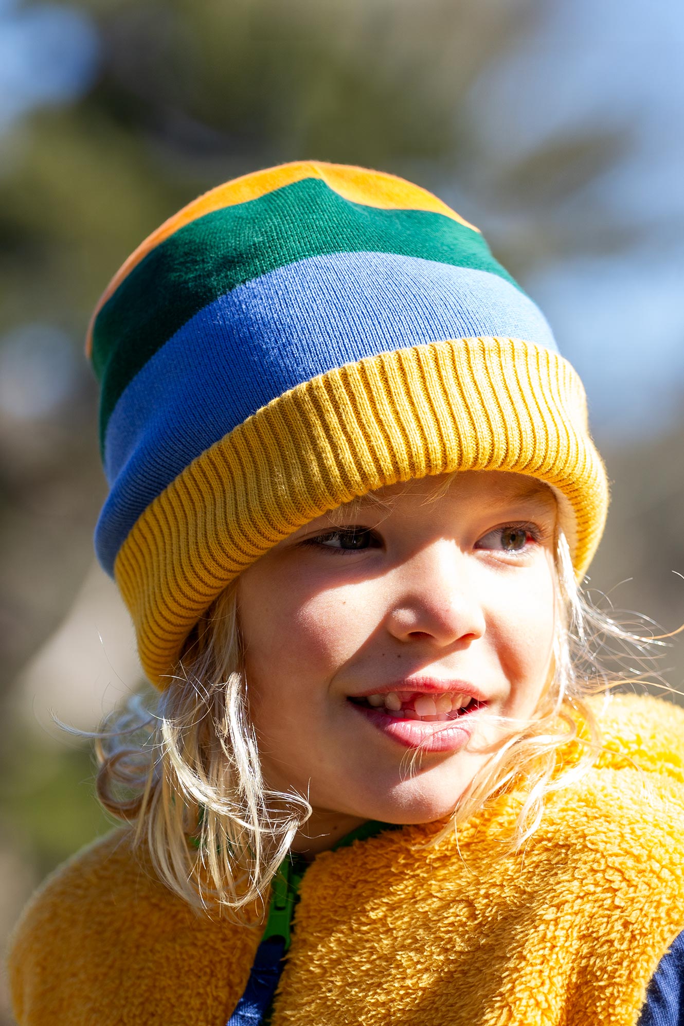 Frugi Voyager Reversible Hat in Penguin/Stripe