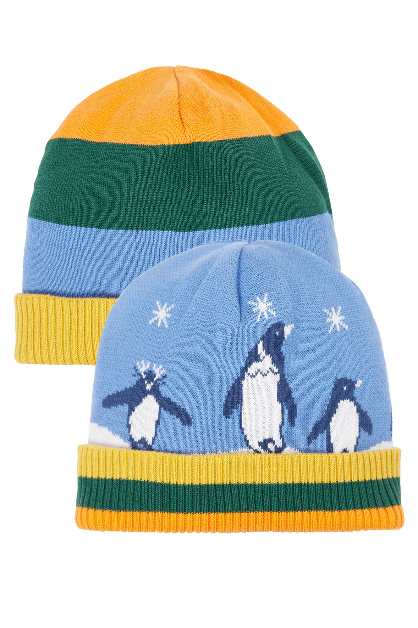 Frugi Voyager Reversible Hat in Penguin/Stripe