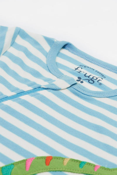 Close-up of kimono-style neckline and concealed zip.