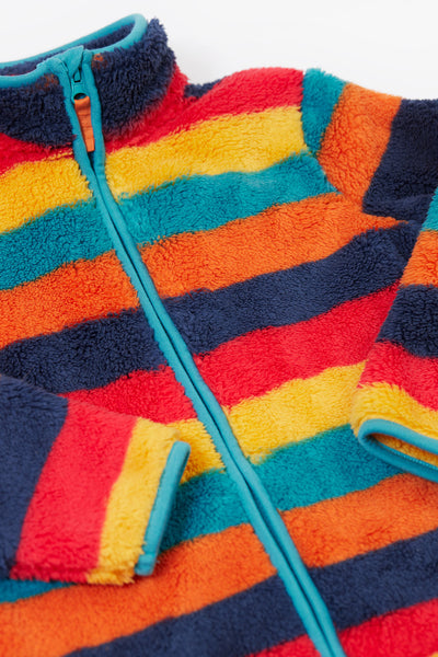 Frugi Zipped Ted Fleece Jacket in Autumn Stripe
