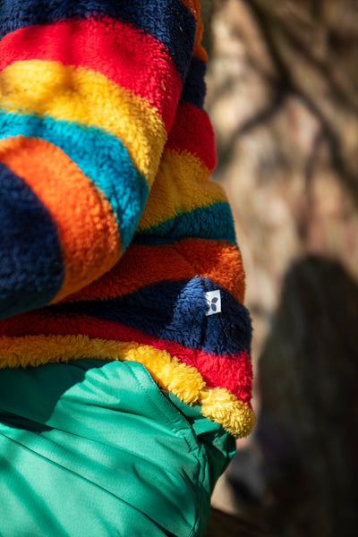 Frugi Zipped Ted Fleece Jacket in Autumn Stripe