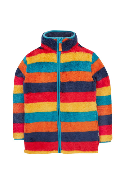 Frugi Zipped Ted Fleece Jacket in Autumn Stripe