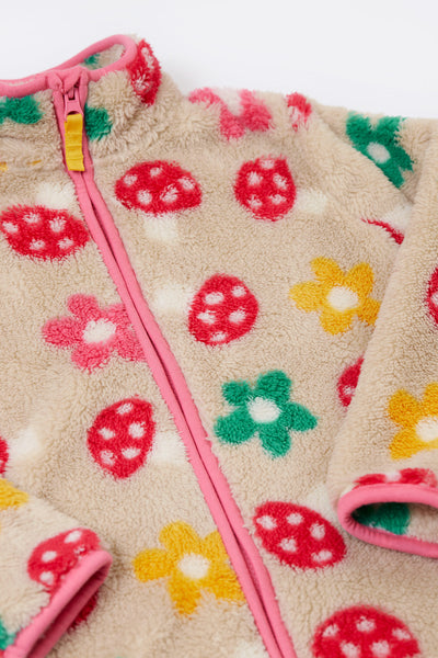 Frugi Zipped Ted Fleece Jacket in Mushroom Field