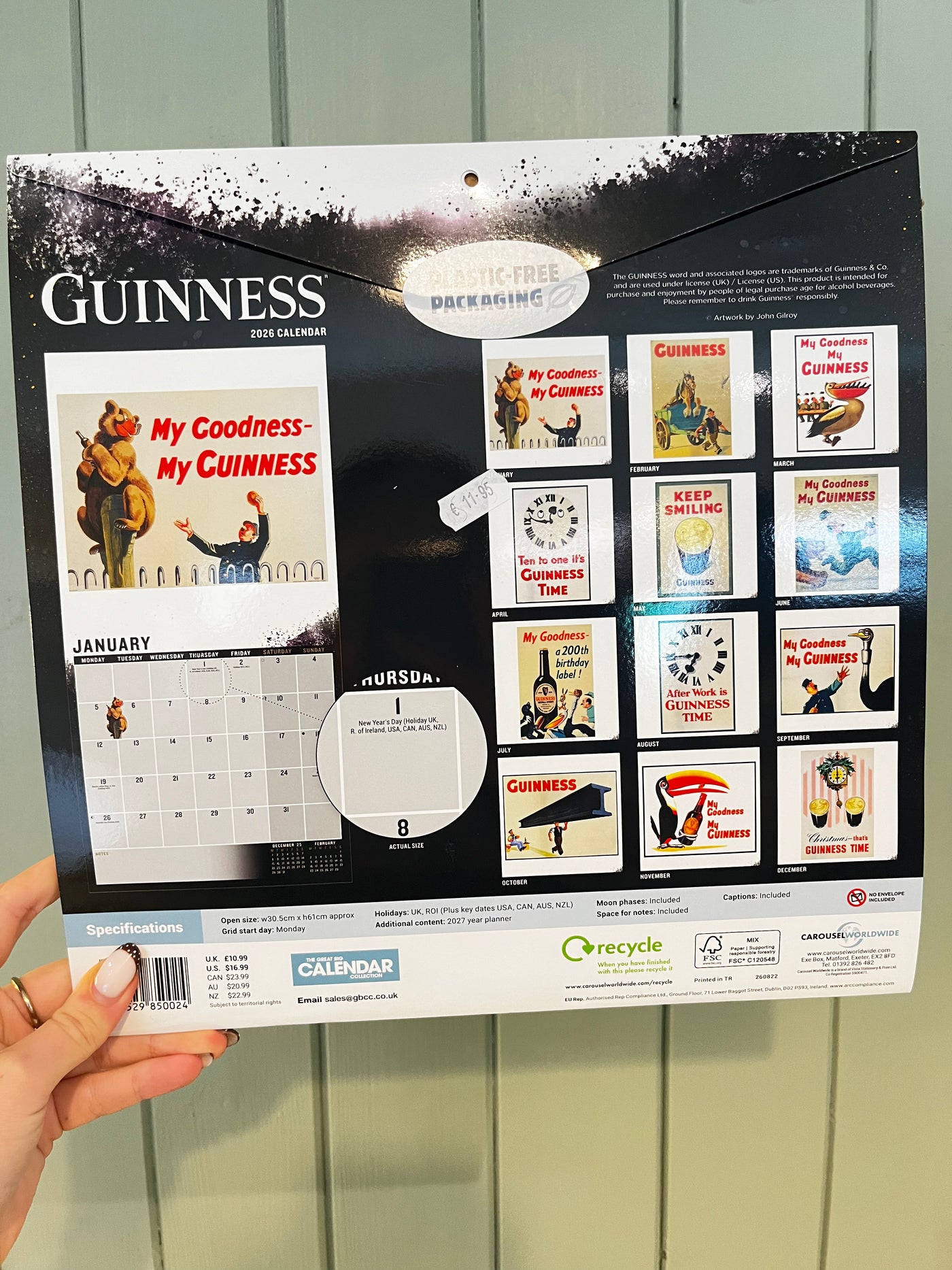 GUINNESS POSTER ART WALL CALENDAR 2026