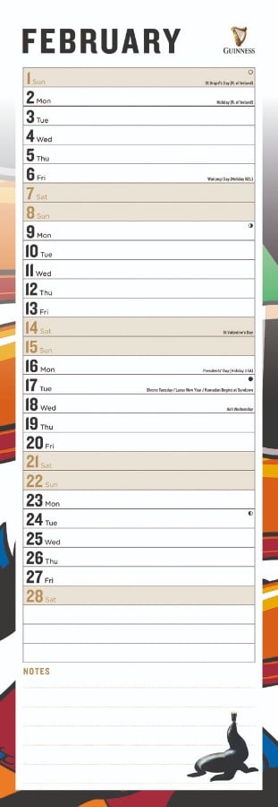 GUINNESS SLIM CALENDAR 2026