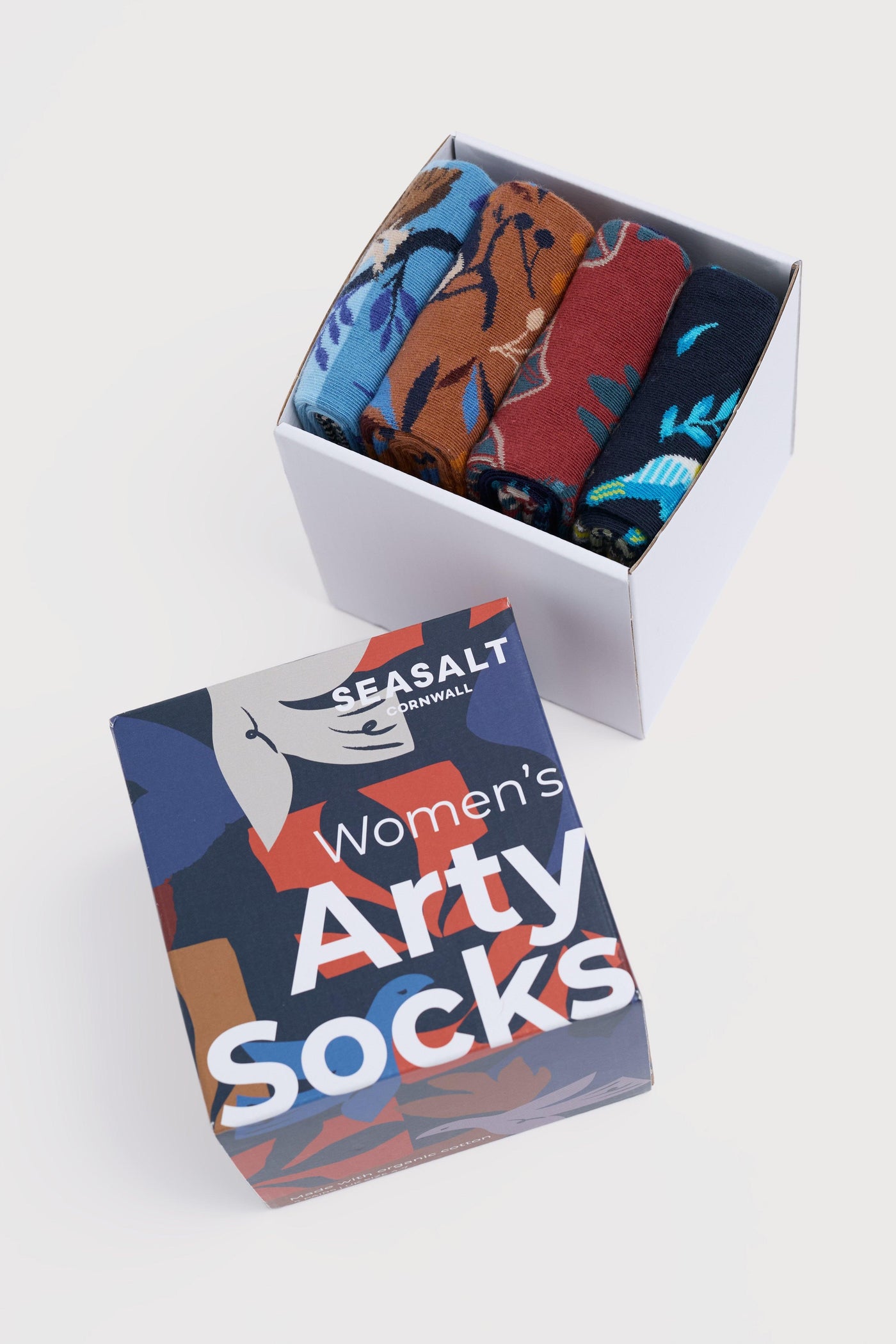 Seasalt Gift Box of 4 Womens Arty Socks Birds in Resting Bird Mix