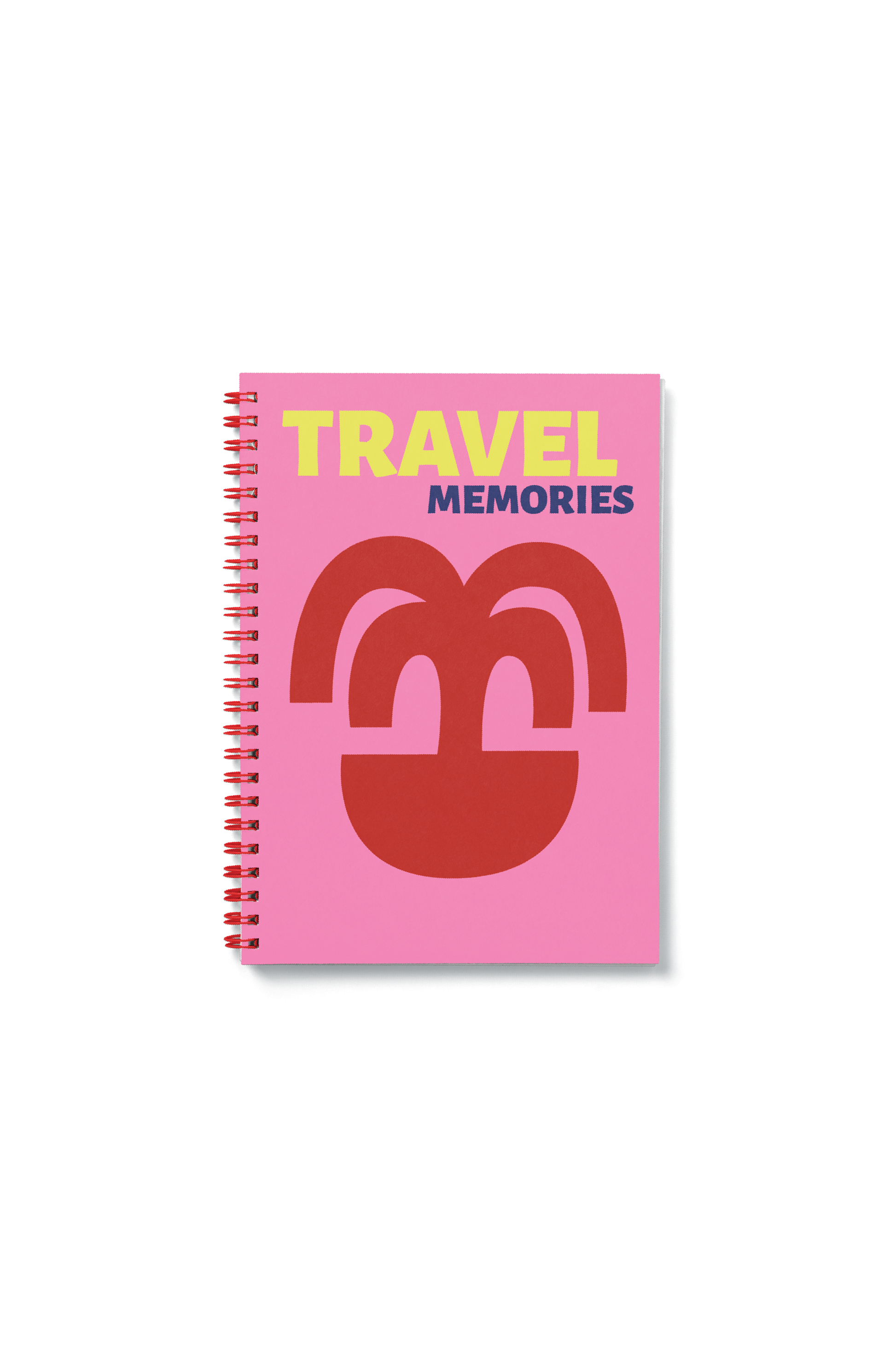 Notebook with 'Travel Memories' on a pink cover