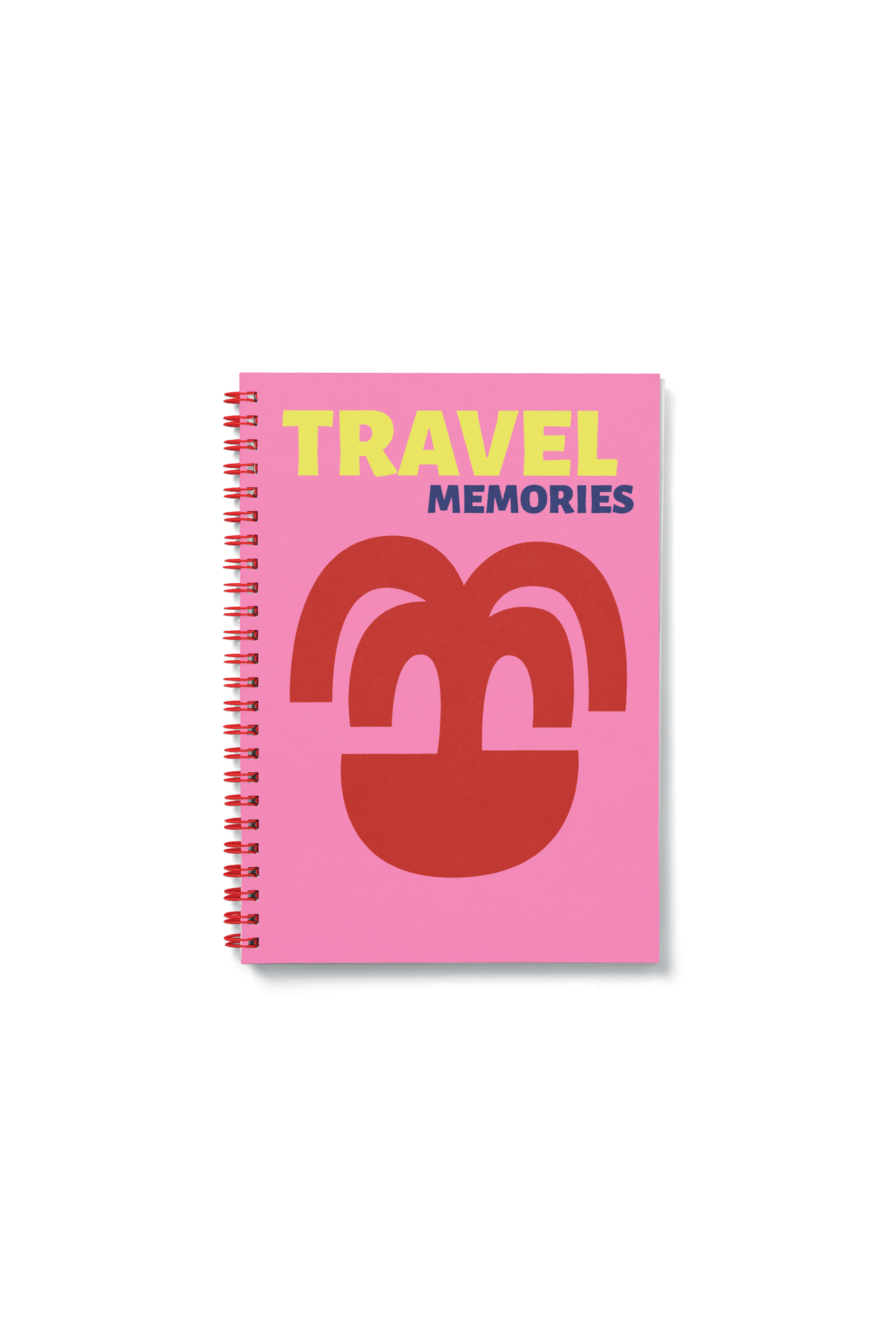 Notebook with 'Travel Memories' on a pink cover