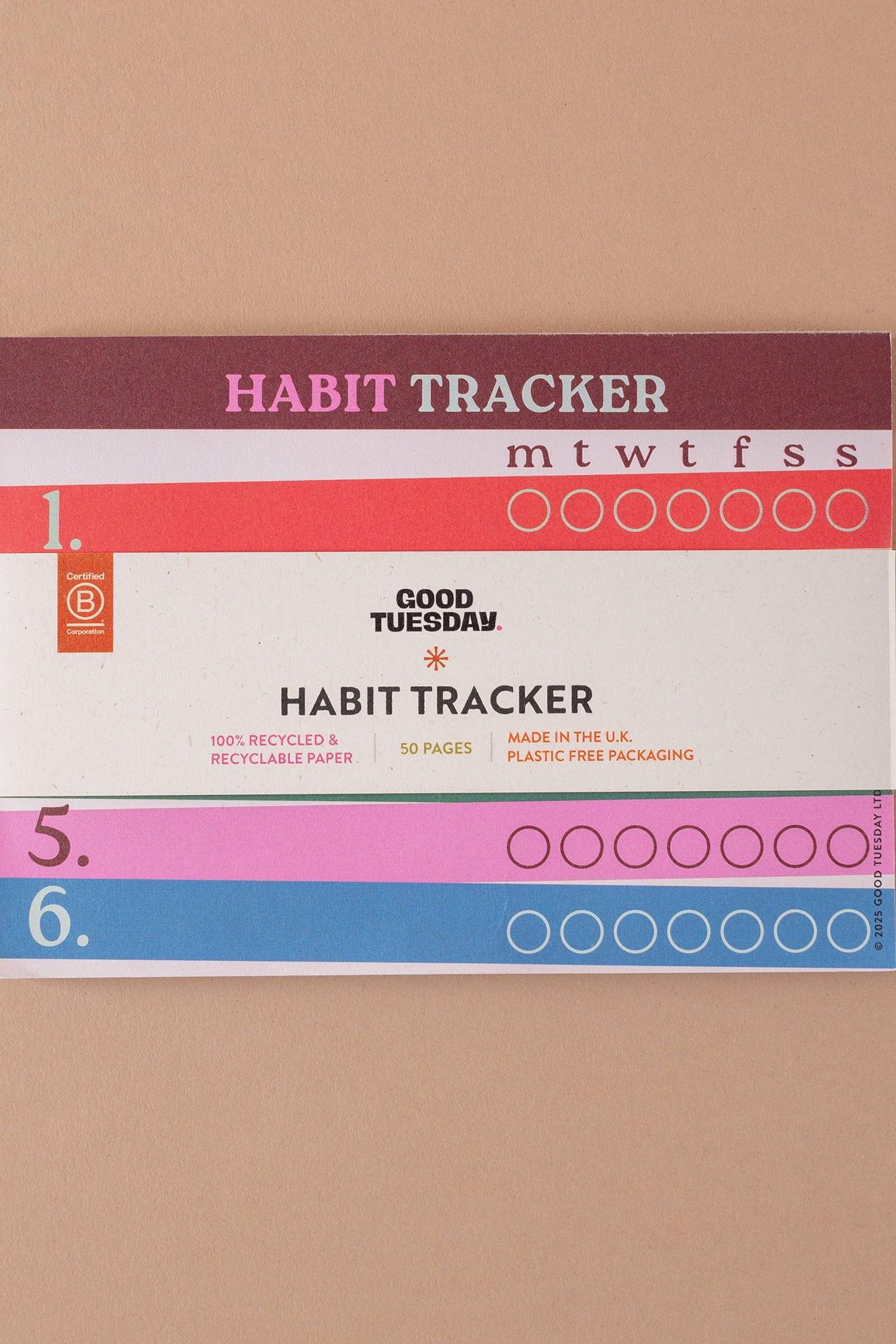 Habit tracker with days of the week on a beige background