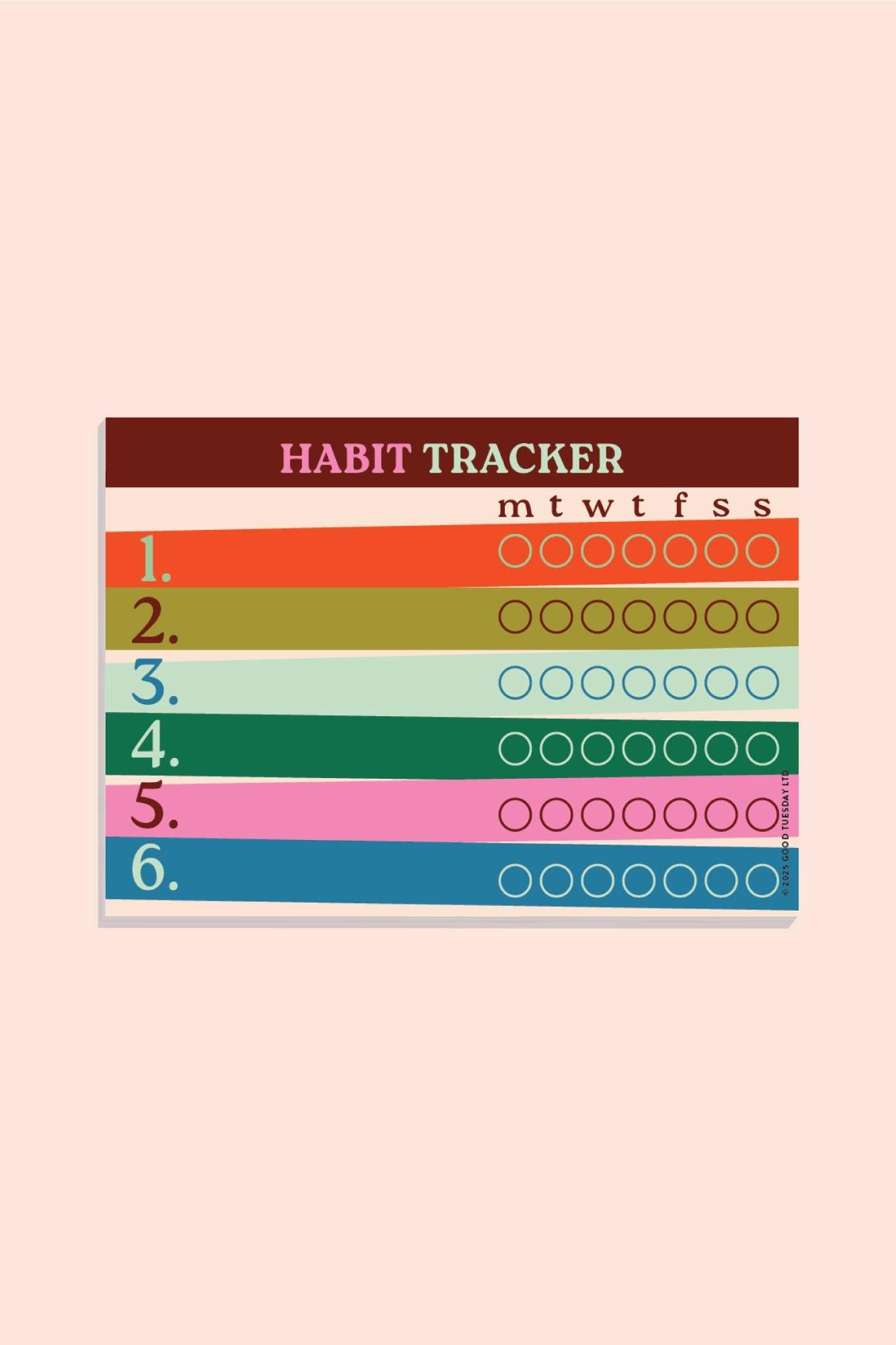 Habit tracker with colorful bars on a pink background