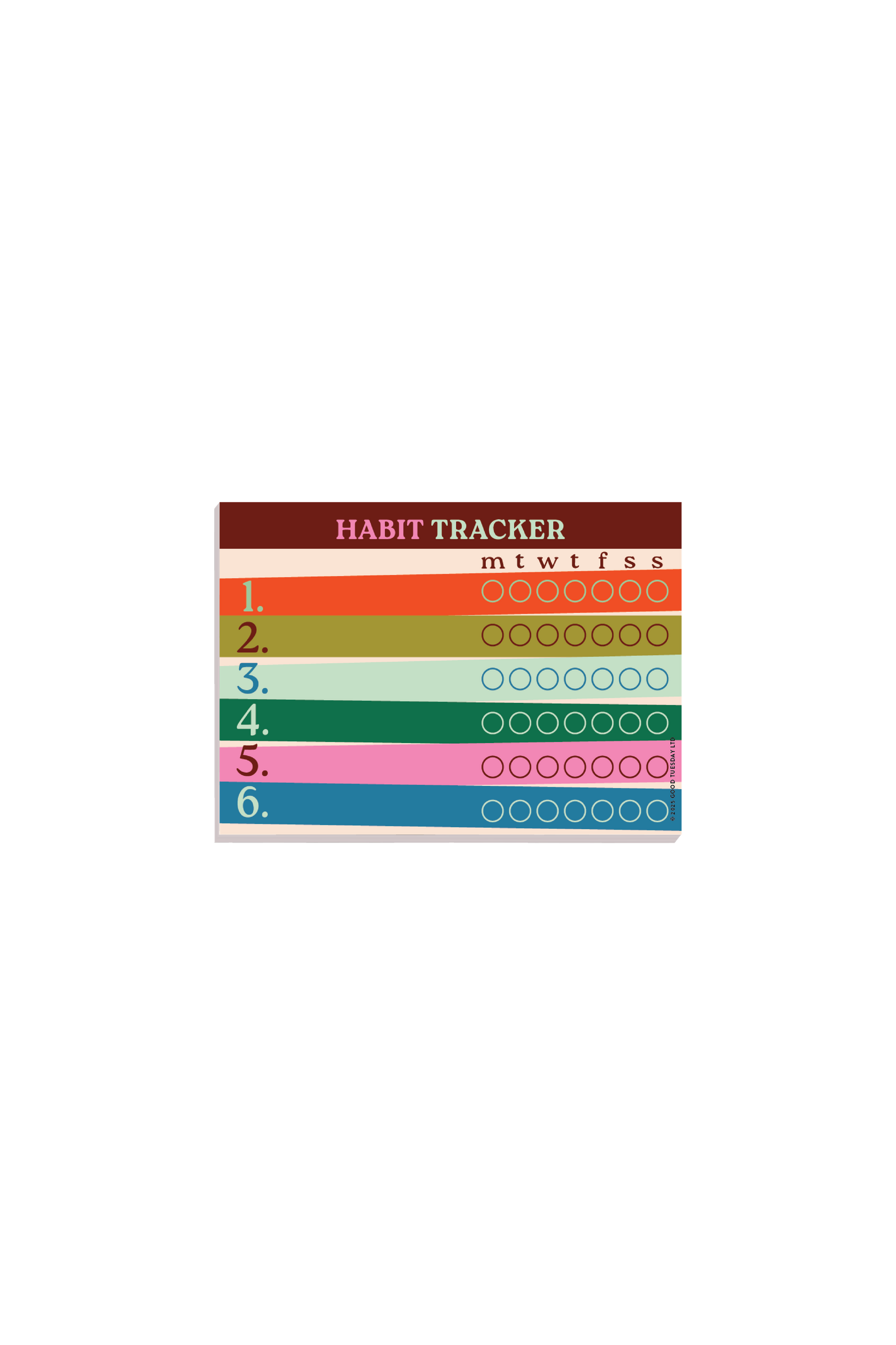Habit tracker with colorful sections on a white background