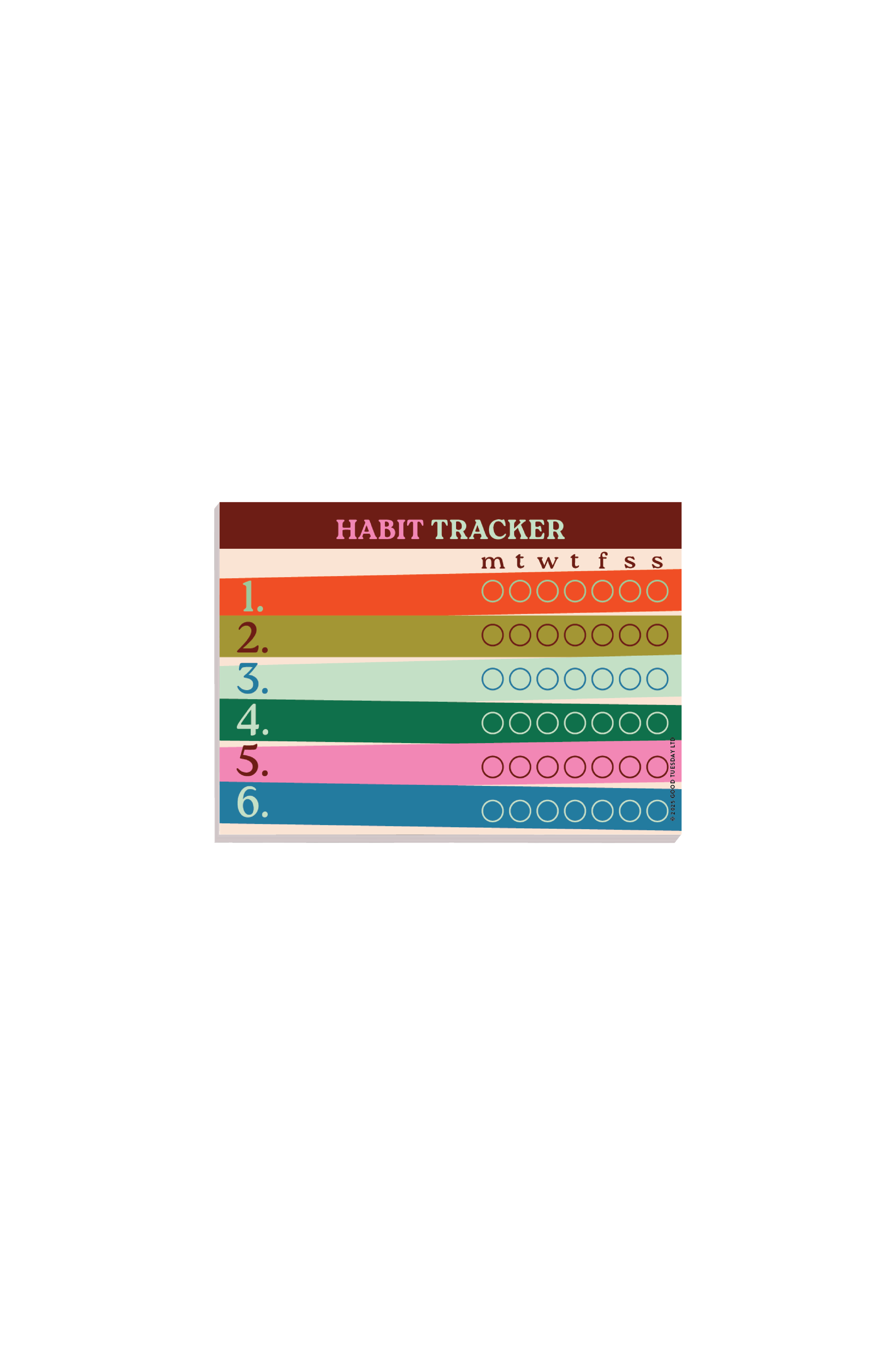 Habit tracker with colorful sections on a white background