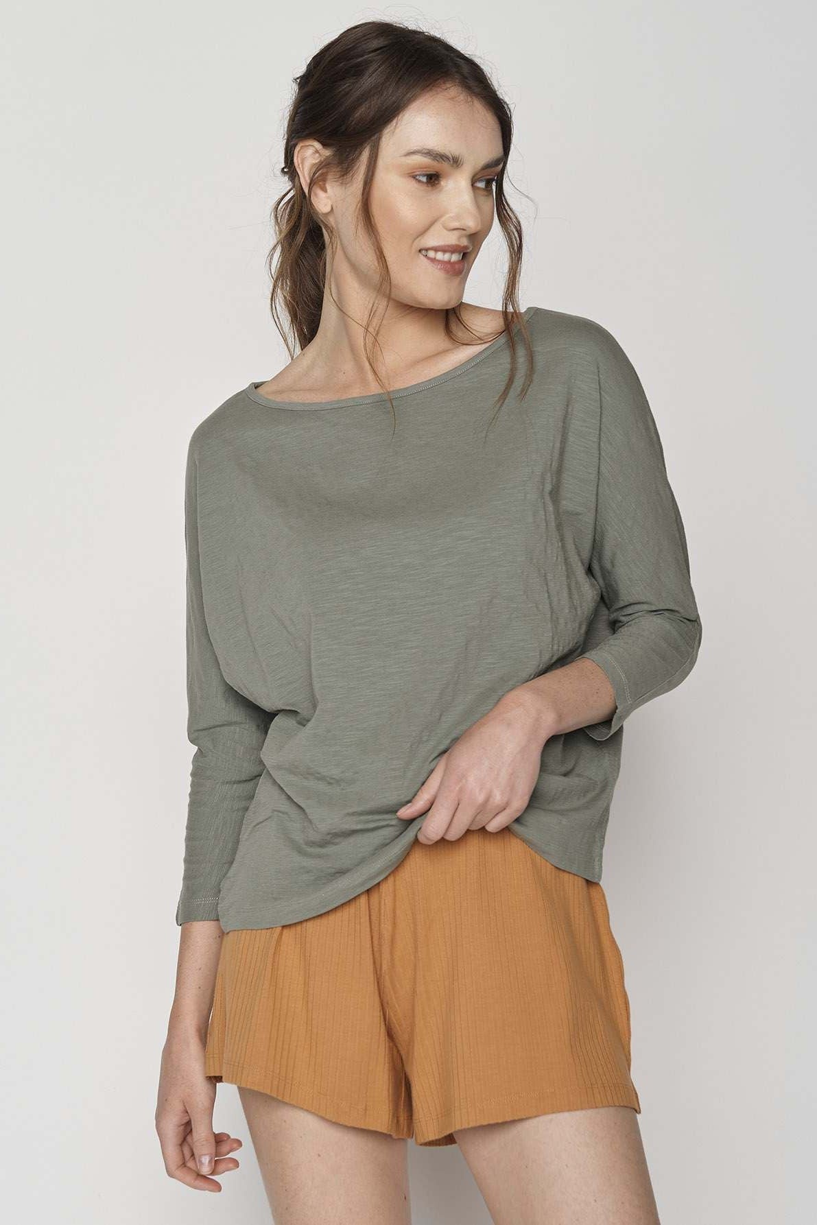 Greenbomb Basic Simper Longsleeve Top - Olive-Womens-Ohh! By Gum - Shop Sustainable