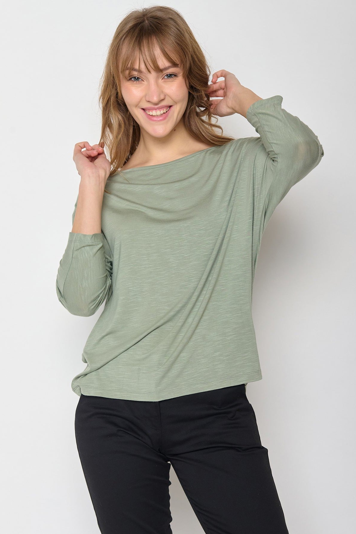 Greenbomb Basic Simper Longsleeve Top - Pale Green-Womens-Ohh! By Gum - Shop Sustainable